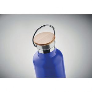 Bouteille isotherme en acier inoxydable 1L personnalisée avec logo promotionnel, couvercle en bambou, poignée métallique, pour le sport, la remise en forme, les activités de plein air, cadeau - Product Image 3