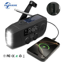 Radio portable solaire à manivelle avec LED, prévisions météo FM/AM et lampe torche multicolore pour le camping en extérieur