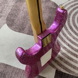 <span class=keywords><strong>Guitare</strong></span> électrique rose ST <span class=keywords><strong>avec</strong></span> touche en érable, corps brillant, <span class=keywords><strong>vibrato</strong></span> SSS doré étincelant, LIVRAISON RAPIDE - Product Image 6