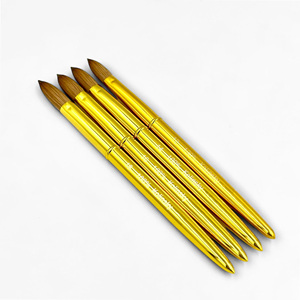 Pinceau professionnel pour nail art en poils de Kolinsky 100% pur, manche en métal doré, application de poudre acrylique liquide, pinceau acrylique pour salon - Product Image 2