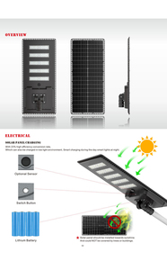 ไฟถนนโซลาร์เซลล์แบบรวม ESG120W/150W ให้แสงสว่างสูง สำหรับภายนอกอาคาร กันน้ำ IP65 แบตเตอรี่ลิเธียม พร้อมเซ็นเซอร์ ตัวโครงอะลูมิเนียม - Product Image 3