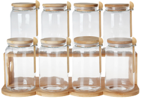 Pot de rangement en verre multifonctionnel personnalisable avec couvercle et cuillère en bambou pour un usage domestique, logo inclus