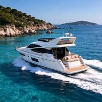 Yacht de luxe de 53 pieds avec flybridge, moteurs diesel inboard, coque en fibre de verre pour les excursions, les croisières, les sports nautiques, la pêche et les divertissements