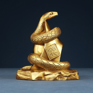 Brass Zodiac Snake Figurine Irregular Shape Feng Shui <b>Desk</b> Decoration For Home Office Opening Ceremony Gift - Product Image 1