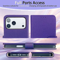 Étui portefeuille en PU pour usage quotidien avec fermeture à pression, multiples emplacements pour cartes, support pliable et protection anti-chute pour iPhone 17 Pro