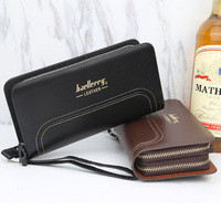 Dompet Clutch Panjang untuk Pria, Dompet Ponsel Kapasitas Besar Ritsleting Ganda Gaya Baru Grosir dengan Tali Tangan dan Tas Ponsel untuk Pria
