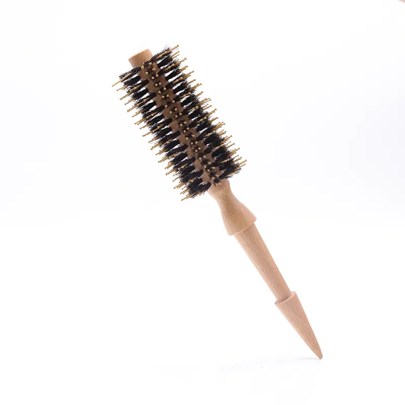 customized curly hair comb Over Big Size Massage Brush Wood round brushes hair With Baor Bristle plastic