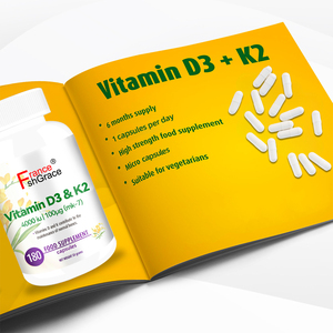 Suplemento personalizado de vitamina D3 y K2 4000 UI para el apoyo de huesos, dientes, músculos e inmunidad para adultos, en cápsulas de vitamina D3 y K2. - Product Image 5