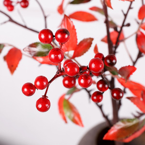 QIHAO Branche de baies artificielles 100 cm 6 branches Couleurs rouges d'automne Haute qualité Décoration d'intérieur - Product Image 4