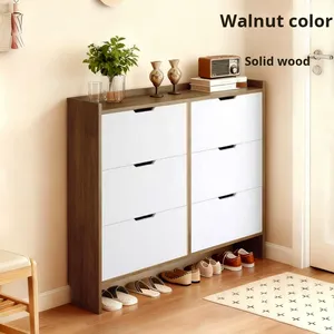 Armoire à chaussures murale ultra-fine en bois massif, écologique, grande capacité, gain de place, pour entrée, <span class=keywords><strong>avec</strong></span> <span class=keywords><strong>3</strong></span> étagères - Product Image 5