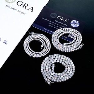 Collar de tenis geométrico personalizado de moissanita GRA VVS, plata de ley 925 con engaste de bisel, estilo Hip Hop Iced Out Bling, cadena OEM para hombre y mujer - Product Image 2