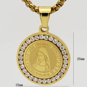 Irgin Maria – pendentif en acier inoxydable, breloques en zircon vierge marie pour bébé, épingle de décoration - Product Image 1