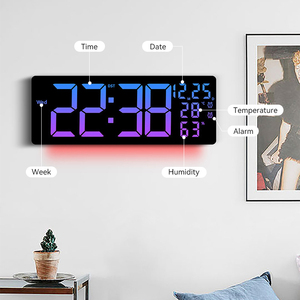 Nouvelle <span class=keywords><strong>Horloge</strong></span> <span class=keywords><strong>Murale</strong></span> Électronique Géante à Grand Affichage, avec Température, Néon RGB, LED Couleur, Calendrier Numérique et Veilleuse - Product Image 2