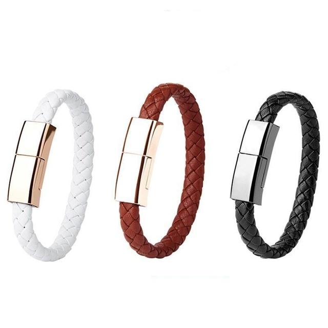 Bracelet Data Cable 22cm Creative Leather Woven Charging Short Fast Charging Cable Type c 60W Fast Charging