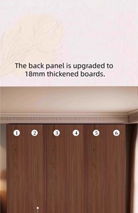 <span class=keywords><strong>Armoire</strong></span> moderne en bois avec accents en <span class=keywords><strong>rotin</strong></span>, meuble de rangement multifonctionnel pour chambre à coucher, meuble de placard de style nordique - Product Image 6