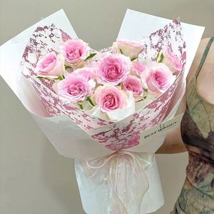 กระดาษห่อลายดอกไม้แบบม้วนเคลือบฟอยล์สีสันสดใส สำหรับห่อของขวัญวันเกิด วันแต่งงาน วันแม่ อุปกรณ์และวัสดุสำหรับร้านดอกไม้ - Product Image 4