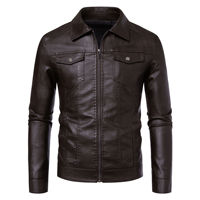 Blouson Motard Homme en Similicuir PU, Col Pointu, Fermeture Éclair Intégrale, Coupe Slim Décontractée, Mode Printemps Automne 2025