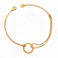 Bracelet chaîne cercle pour femme, plaqué or, bijoux fantaisie géométriques, vente en gros