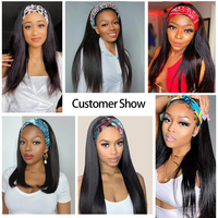 Perruque Bandeau en Cheveux Humains Remy de Gros, Perruque Bandeau Sans Colle et Sans Lacet, Perruques Bandeau en Cheveux Bruts Péruviens pour Femmes Noires