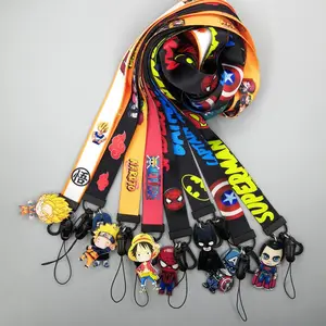 Wholesale popular male student Japanese anime cartoon marvel lanyard neck work id card lanyard for primary school student