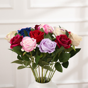 Hoa hồng nhân tạo chất lượng cao, số lượng lớn, màu đỏ đậm, hồng tươi, đỏ đô, chất liệu nhung mềm, thân hoa dùng trang trí nhà cửa, ngày lễ tình nhân - Product Image 2