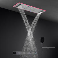 Ensemble de douche mural moderne en laiton poli brossé de haute qualité avec buses anti-colmatage et système de douche doux en céramique