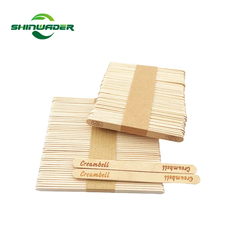 Op Maat Gemaakte Food Grade Natuurlijke Houten Easy Cream Sticks Voor Ijs Bars Diy Wood Stick