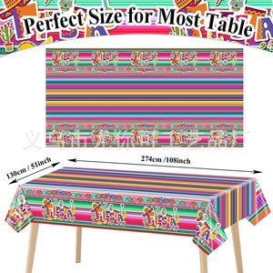 Fiesta Carnival <b>Tablecloth</b> 137x274cm Disposable Plastic <b>Party</b> Decor For Mexican Theme Celebration - Product Image 5