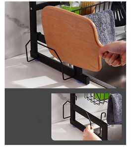 Estante de acero inoxidable DD041 al por mayor, soporte negro para vajilla, estantería para fregadero, organizador de utensilios de cocina con drenaje - Product Image 4