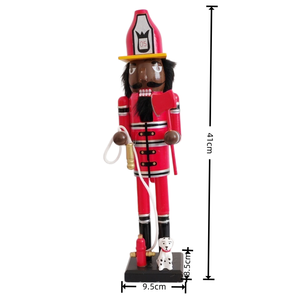 Figurine de <span class=keywords><strong>casse</strong></span>-<span class=keywords><strong>noisette</strong></span> pompier afro-américain en bois avec hydrant et chien, grande figurine de Noël de 15 pouces - Product Image 4