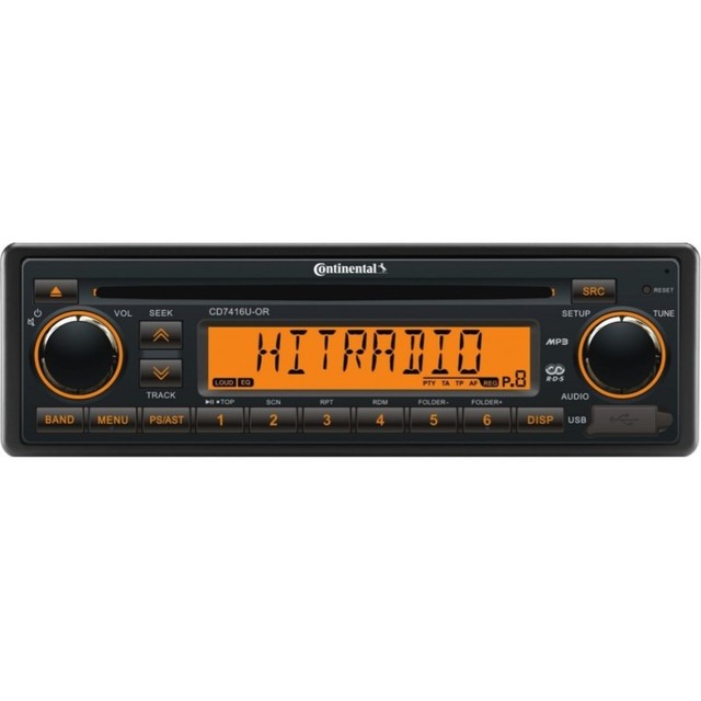 Continental 12V Radio-CD RDS USB MP3 WMA Orange Backlight CD7416U-OR