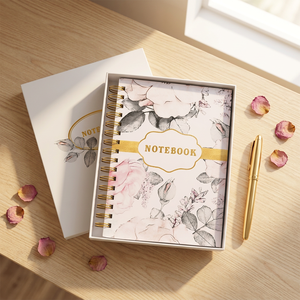 2027 <b>diary</b> custom Floral Printed Spiral Notebook With Gold Binding And Gift Box Packaging - Product Image 1