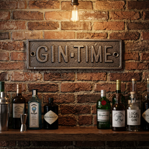 Letrero Metálico Rectangular Personalizable con Diseño Vintage de Gin Time para Decoración de Bares, Garajes y Cuartos de Hombre, Precio Económico - Product Image 1