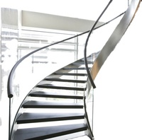 Escalier hélicoïdal courbé avec rampe en acier inoxydable 304 poli