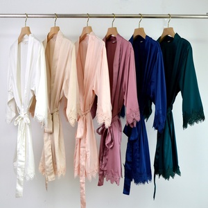 Kimono da Sposa <span class=keywords><strong>in</strong></span> Raso di <span class=keywords><strong>Seta</strong></span> Opaco per Damigelle, Lunghezza al Ginocchio, Morbido e Lussuoso - Product Image 2