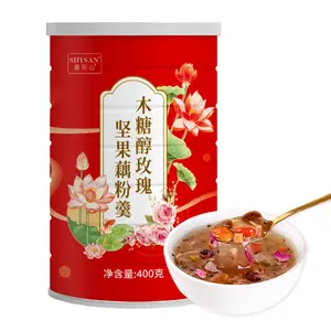 Vente en gros de poudre de racine de lotus noix de rose 400g soupe poudre de racine de lotus fruits granulés instantanés poudre de racine de lotus noix de qiya