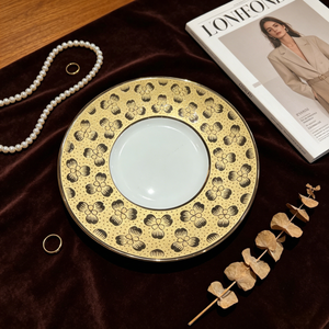 Assiettes de présentation électroplaquées en céramique de style européen, compatibles lave-vaisselle et micro-ondes, pour hôtels et services de traiteur de mariage - Product Image 5