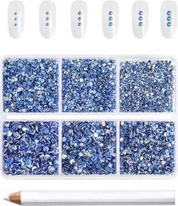 7200 piezas de diamantes de imitación de resina de base plana de 3mm, 4mm, 5mm, cristal AB, gemas redondas para uñas y manualidades, 3 tamaños mixtos con kit de lápiz de cera - Product Image 1