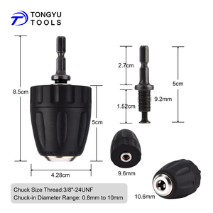 1/4 "Hex Shank için <span class=keywords><strong>3</strong></span>/8"-24UNF adaptörü ile 0.8-10mm anahtarsız Chuck, 2-Piece matkap dönüşüm dönüştürücü Set için darbeli matkap - Product Image 5