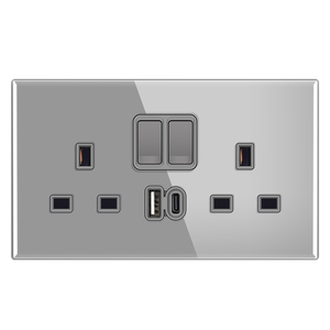 Chất lượng cao giá rẻ Glass bảng điều chỉnh sang trọng màu đen tường chuyển đổi anh tường ổ cắm kép A + C ổ cắm thiết kế mới - Product Image 3