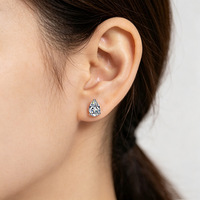 Boucles d'oreilles clous en argent sterling S925 avec moissanite taille poire pour femme, 1ct/2ct, couleur D, pureté VVS1, certifiées GRA, vente en gros usine