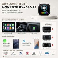 Adaptateur CarPlay 2 en 1 avec lumière respirante, dongle multimédia pour voiture, pour la connectivité smartphone et la conduite quotidienne