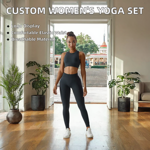 Nuevo Diseño, Conjuntos de Yoga Personalizados para Mujer, 2 Piezas, Transpirables, 100% Nailon, Estampado, Cuello Redondo, Ropa de Gimnasio, Cintura Elástica - Product Image 2