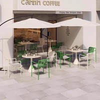 Ensemble de table et de chaises de salle à manger d'extérieur en fer design moderne pour parcs, jardins, hôtels ou cafés