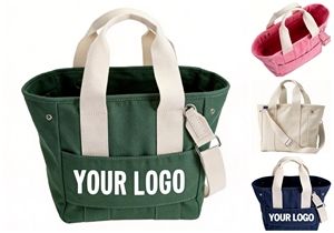 Low MOQ Custom Logo High Quality Cotton/Canvas Tote Bag with Long Handle and Trolley <b>Case</b> for Computer & Travel Use - Product Image 4