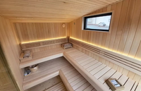 Kabin Sauna Luar Ruangan Modern untuk 6 Orang dengan Pemanas Kayu Cedar Merah Solid & Perapian Batu - Ramah Lingkungan, Ukuran & Warna Dapat Disesuaikan