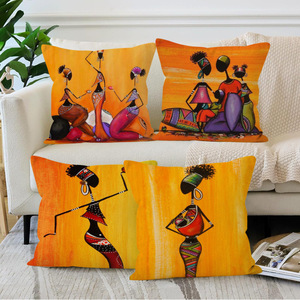 Housse de coussin pour femme africaine et enfant, motif abstrait africain imprimé, en polyester, style moderne et minimaliste, pour la maison et la chambre à coucher - Product Image 1