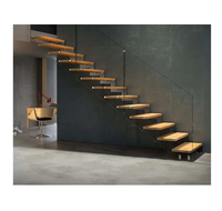 Weißeichen-Treppenstufen mit Fingerverbindung, Holzplatten mit Glatter Oberfläche für Wohn- und Gewerbetreppe mit LED-Beleuchtung
