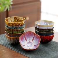 Tasse à thé Kung Fu en céramique pour la maison, en forme de fleur, avec glaçure effet four, bol à thé créatif, tasse de maître personnelle