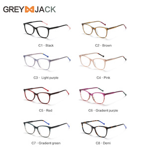 Monturas de Gafas Rectangulares Grises Jack, Montura Completa, Anti-UV, Unisex, Acrílicas, Estéticas, con Bisagras de Resorte, Origen Taizhou - Product Image 1